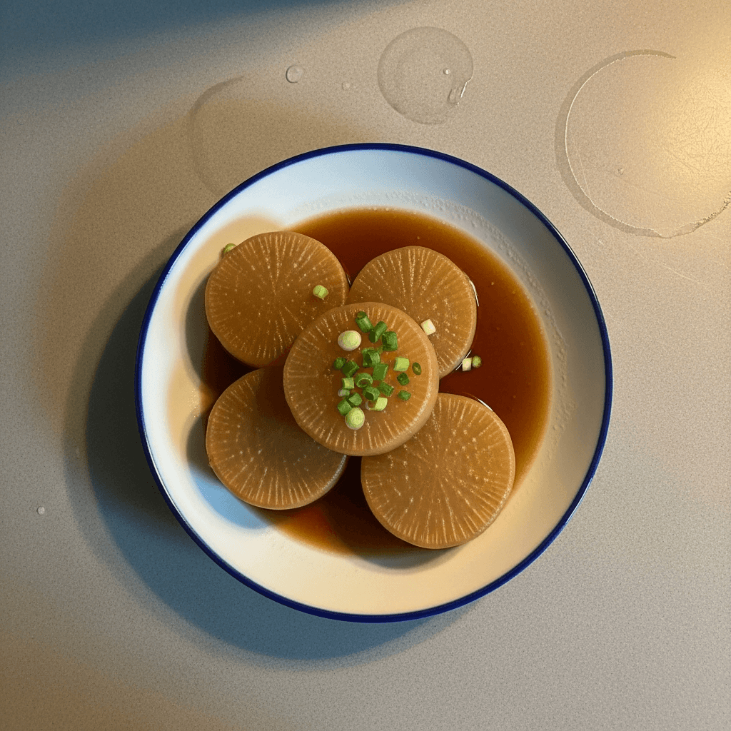Braised Daikon Radish in Soy Sauce (Furofuki-style)
