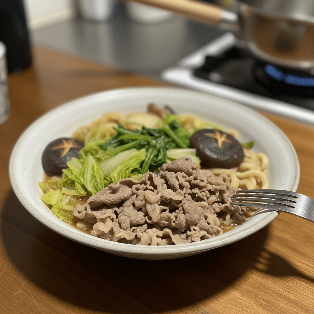 Aromatic Beef Sukiyaki with Seasonal Greens