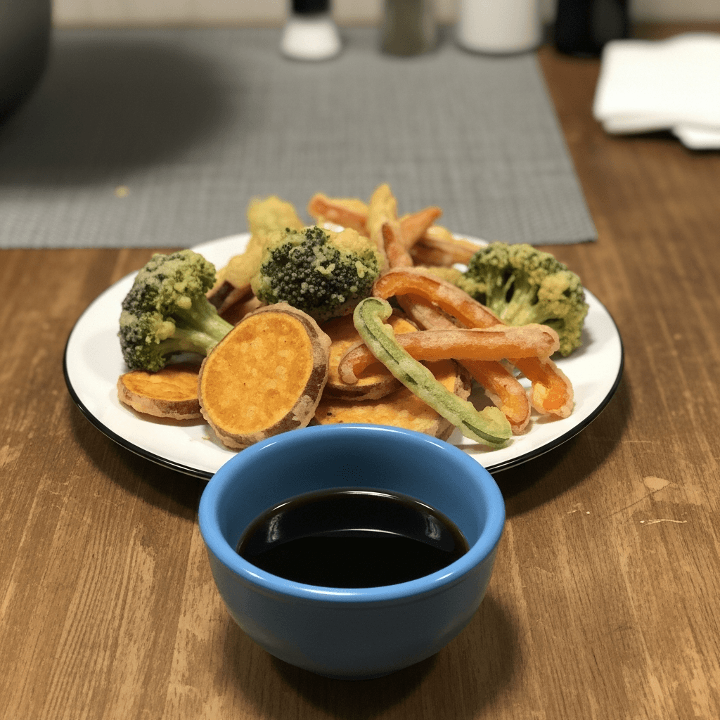 Golden Tempura Vegetables with Dipping Sauce