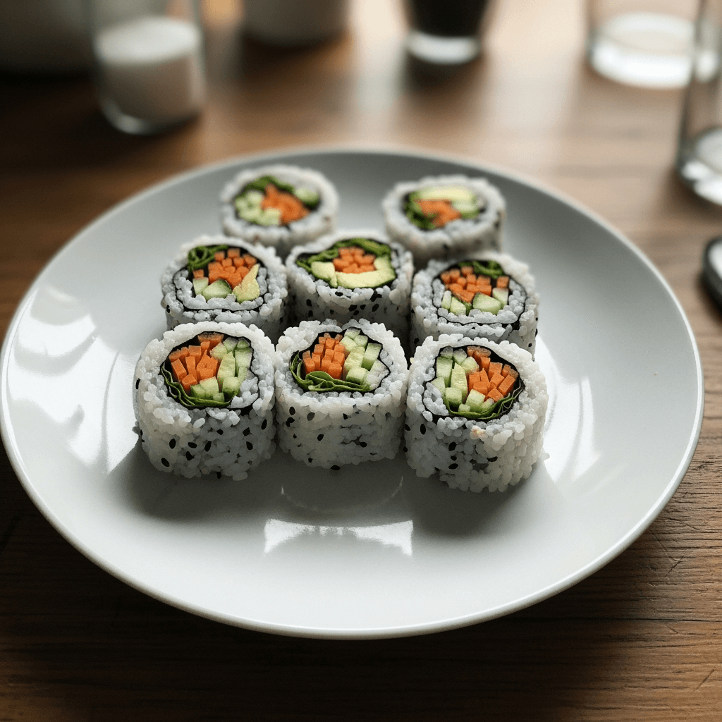 Delicate Sushi Rolls with Fresh Vegetables