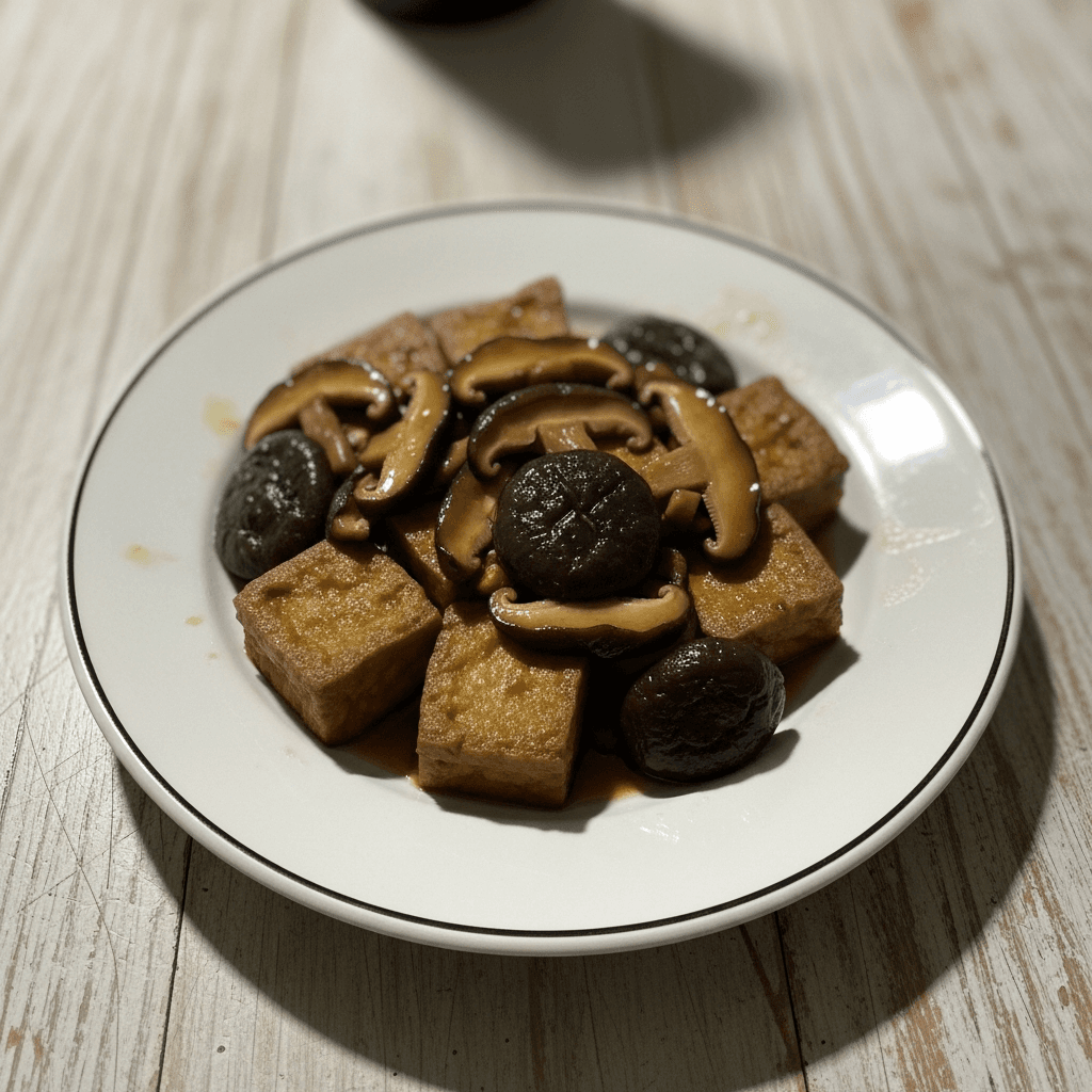 Delicate Soy-Braised Tofu with Shiitake Mushrooms