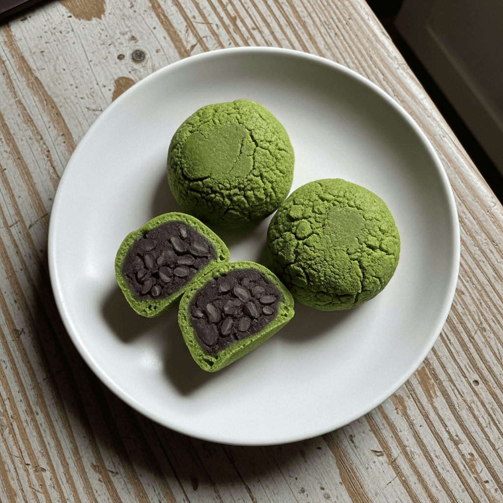 Delicate Matcha Mochi with Sweet Red Bean Filling